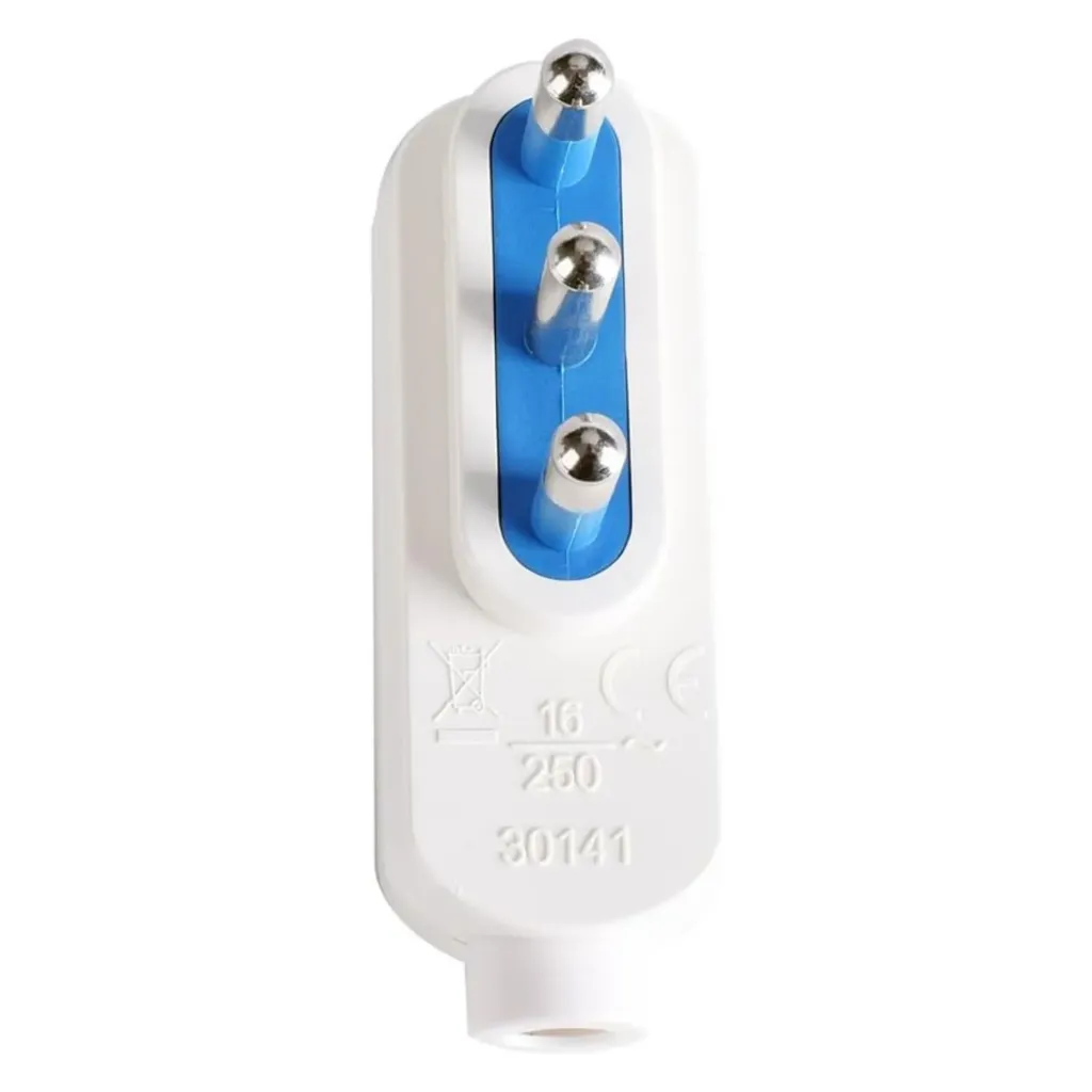 Spina Elettrica Volante Salvaspazio Laterale 2P+T 16A 250V Max 1500W Bianco
