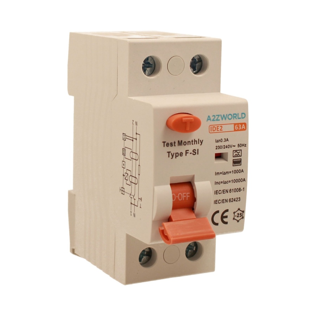RCCB Interruttore Differenziale Puro Tipo F - SI 1P+N 2M 10000A 300mA Super Immunizzato 63A AC 230V IP20 IEC61008-1