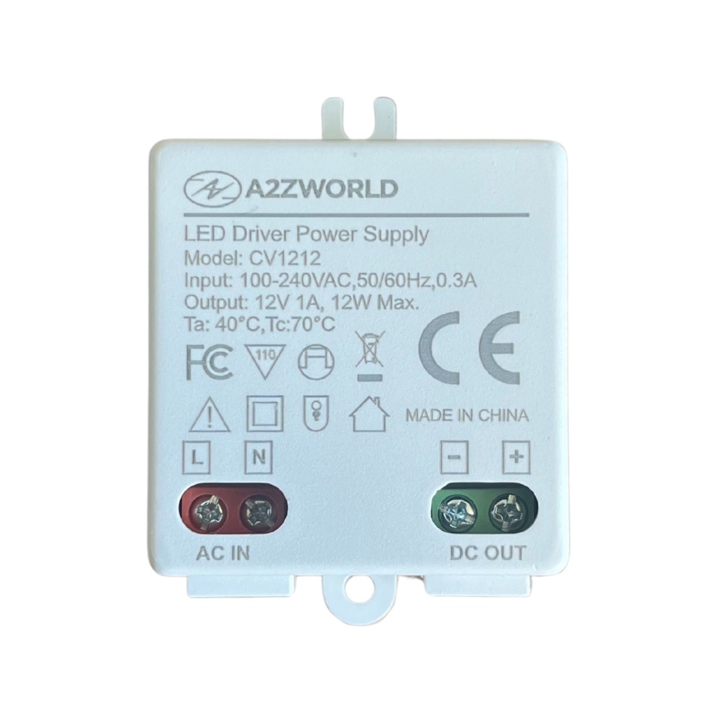 Mini Alimentatore Trasformatore 12V 12W 1A Per Striscia Led 45X40X20mm