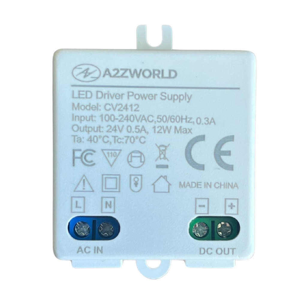 Mini Alimentatore Trasformatore 24V 12W 0,5A Per Striscia Led 45X40X20mm