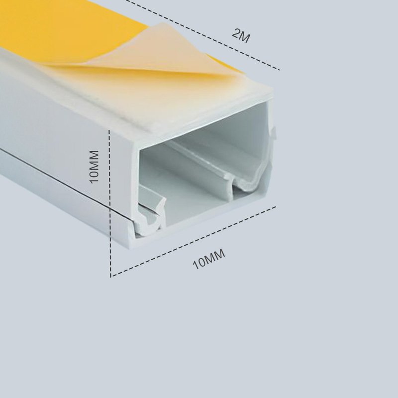 8 Metri Canaline Passacavi Adesive 10x10mm Bianche con Coperchio a Scatto - 4 Pezzi da 2 Metri