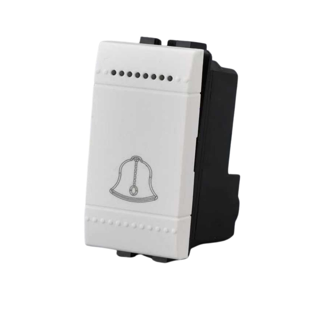 Pulsante 1P 16A 220V Con Disegno Campanello MBL Bianco 1M Compatibile Bticino Living Light, Retro Illuminabile