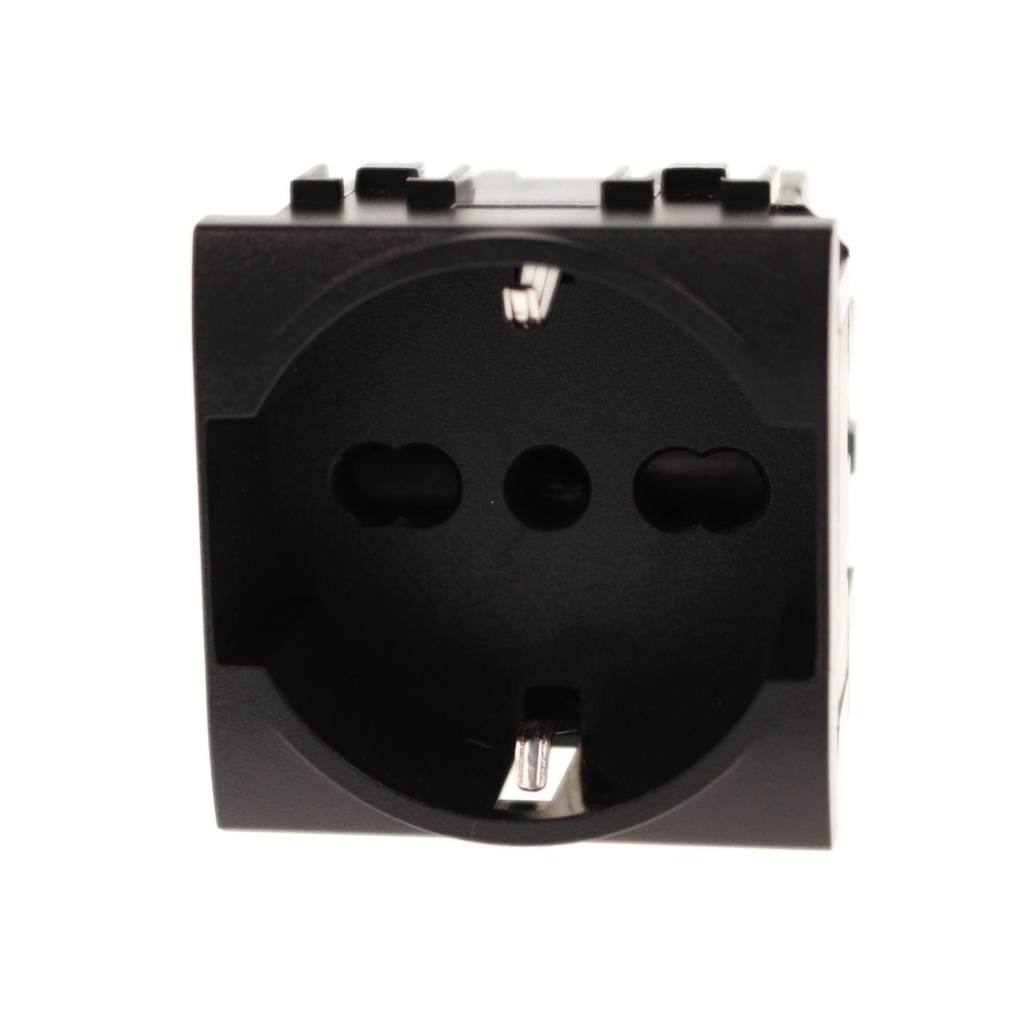 Presa Schuko Universale 2P+T 10/16A 220V MBL Nero 2M Compatibile Bticino Living International BLN2102