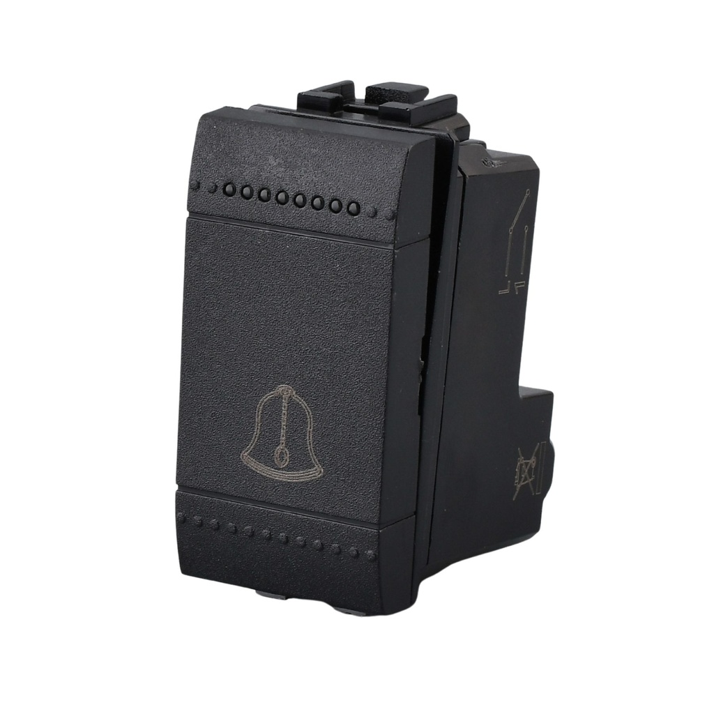 Pulsante 1P 16A 220V Con Disegno Campanello MBL Nero 1M Compatibile Bticino Living International, Retro Illuminabile