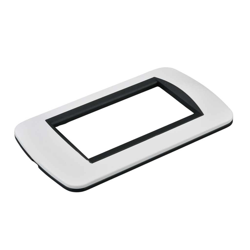 [MBL70411] Placca Plastica Ovale MBL 4 Moduli/Posti Compatibile Bticino Living 3 Colori Disponibili (Bianco)
