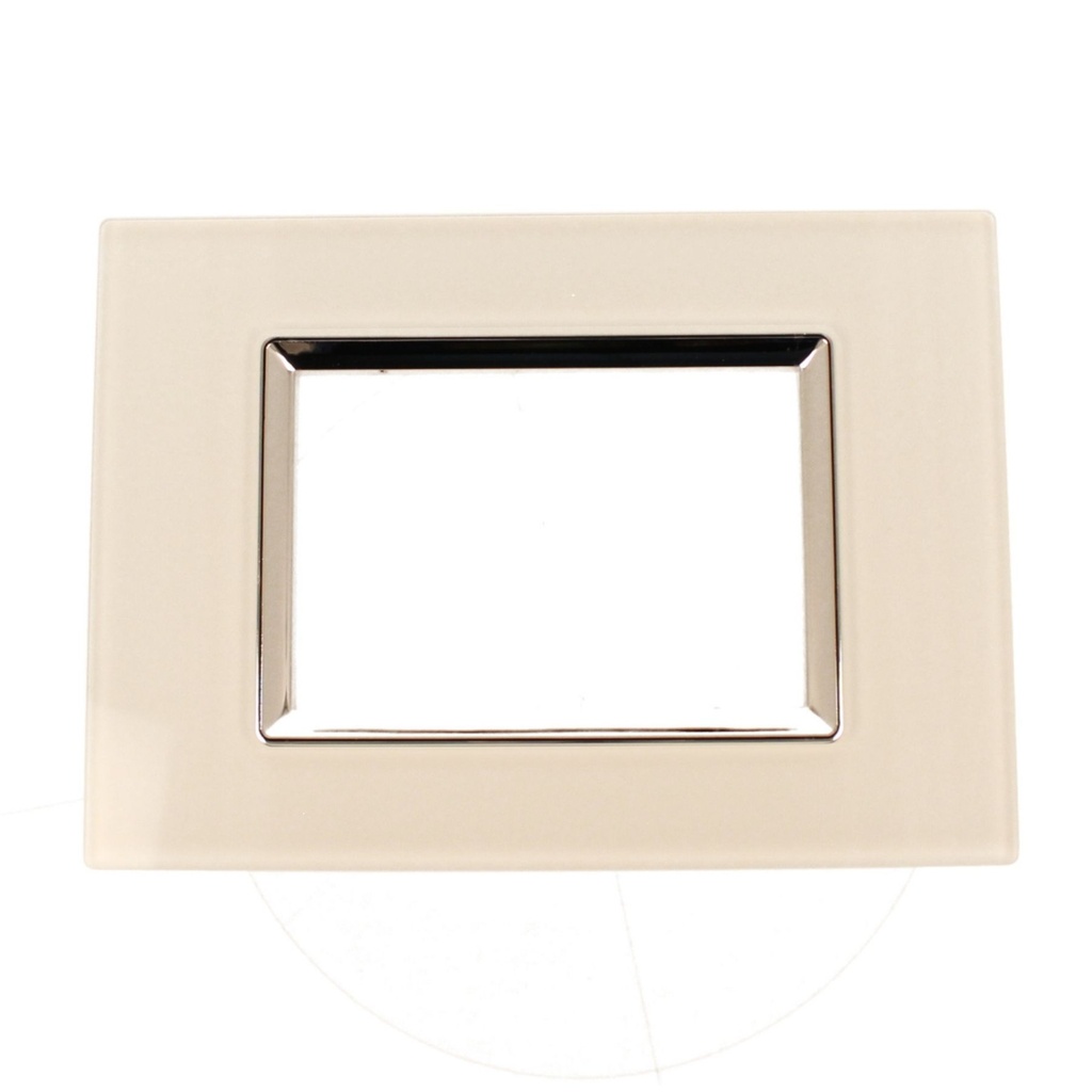 Placca Quadrata In Vetro Temperato MBL 3M Bianco Compatibile Bticino Living BLN84301