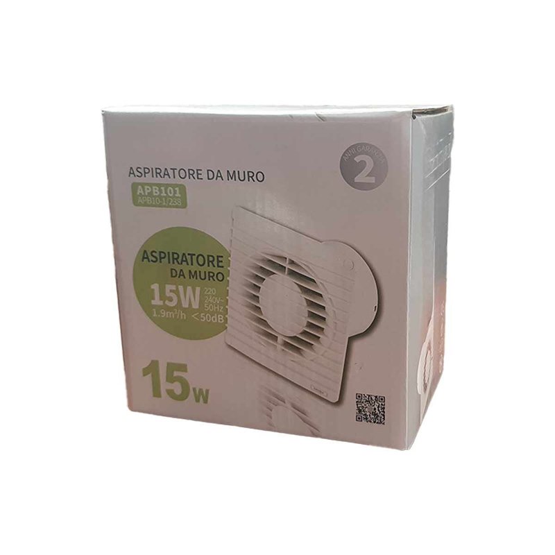 Ventola Aspirazione 15W 1.9m3/h 50dB 150X150MM, Foro 100mm Aspiratore da Muro per Bagno Cucina 220V 240V 50Hz