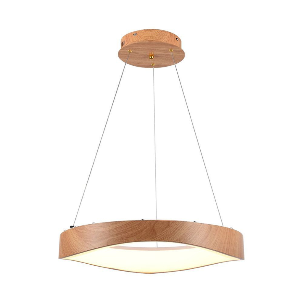 Lampadario LED a Sospensione 25W dal Design Moderno Circolare Colore Legno D500xH1400mm 3000K SKU 23364