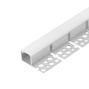 Kit Profilo Alluminio Completo Da 2 Metri Per Striscia Led, Da Incasso Cartongesso Curvabile Un Lato, Dimensione 35X12.5mm, Larghezza Interna 12mm, Copertura Opale, Tappi Chiusura e Clip Fissaggio Incluso