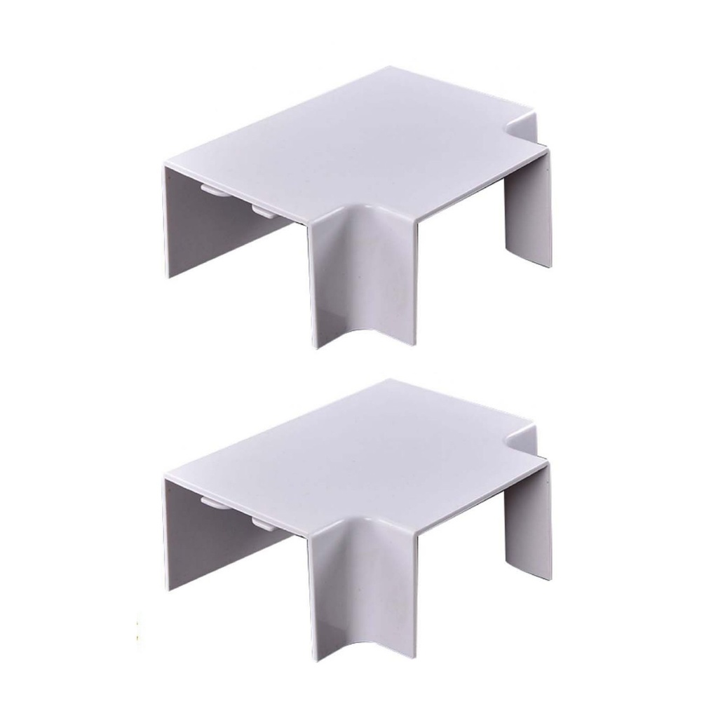 [FG060658] 2 Pezzi Connettore Forma T Per Canaline Passacavi 40X40mm, Colore Bianco