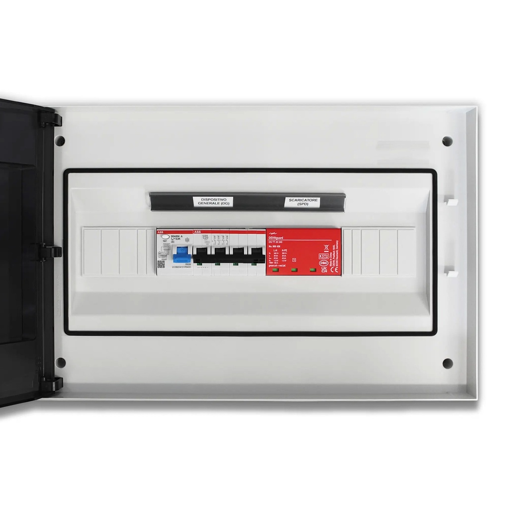 Quadro AC Trifase 10kW 20A 400V 8 Moduli Differenziale SPD IP65 