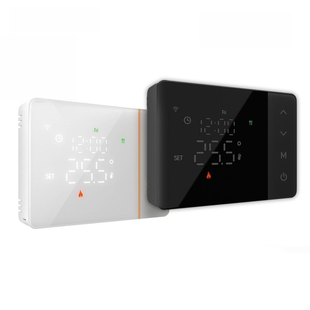 [MMT4331] Termostato WIFI 503 Con Batteria, Per Caldaia a Gas Boiler, APP TUYA Smart Life, Quadrata Montaggio da Esterno Oppure Incasso Scatola 503 (Bianco)