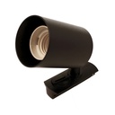 Porta Faretto da Binario Monofase, Attacco E27 orientabile e ruotabile, Max 50W 220V, Nero