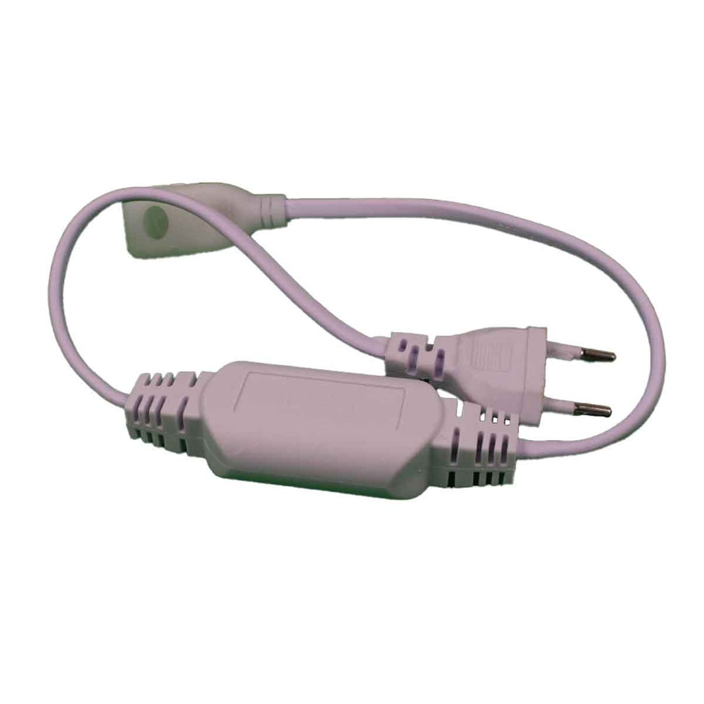 [SL065059] Cavo di Alimentazione per Striscia LED 8A 2Gx0,75mm² 200-240V Lunghezza 0,5m Colore Bianco + Tappi di Chiusura