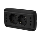 Multipresa Da Incasso Scatola 503 Nero Opaco, 2 Prese Schuko Universale P40 + 2 Prese Bipasso Italiano 10/16A, 140X80X23mm