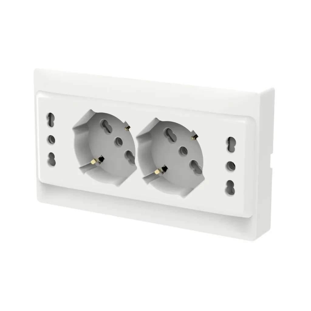 Multipresa Da Incasso Scatola 503, 2 Prese Schuko Universale P40 + 2 Prese Bipasso Italiano 10/16A, 140X80X23mm, Bianco Lucido, Bianco Opaco, Nero Opaco
