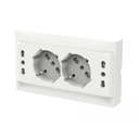 Multipresa Da Incasso Scatola 503 Bianco Lucido, 2 Prese Schuko Universale P40 + 2 Prese Bipasso Italiano 10/16A, 140X80X23mm