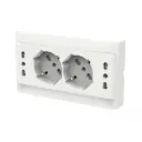 Multipresa Da Incasso Scatola 503, 2 Prese Schuko Universale P40 + 2 Prese Bipasso Italiano 10/16A, 140X80X23mm, Bianco Lucido, Bianco Opaco, Nero Opaco