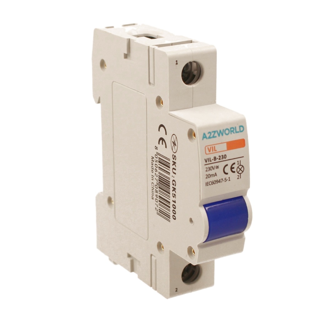 Indicatore Luminoso Modulare 1P 1M AC 230V IP20 VIL, Colore Disponibili Blu Rosso Verde