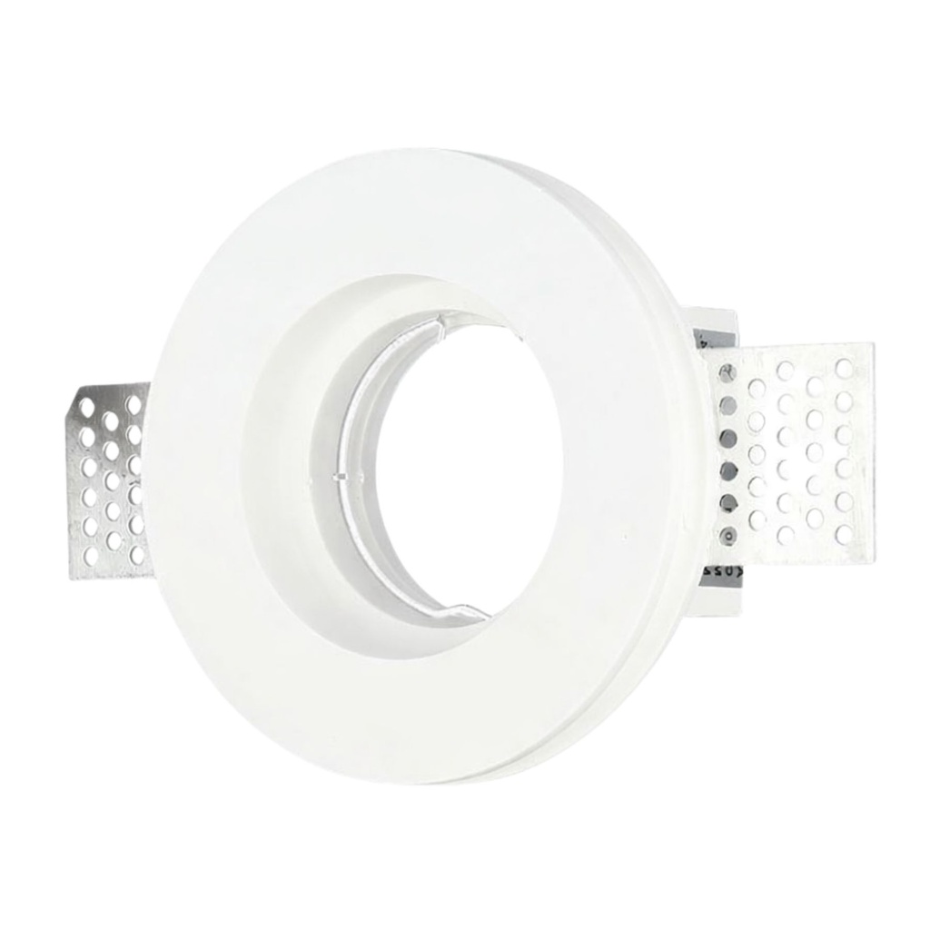 Portafaretto In Gesso Da Incasso, Rotondo 100X30mm Bianco Verniciabile Portalampada GU10 e Connettore Fast Incluso