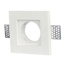 Portafaretto In Gesso Da Incasso, Quadrato 100X100X30mm, Bianco Verniciabile Portalampada GU10 e Connettore Fast Incluso