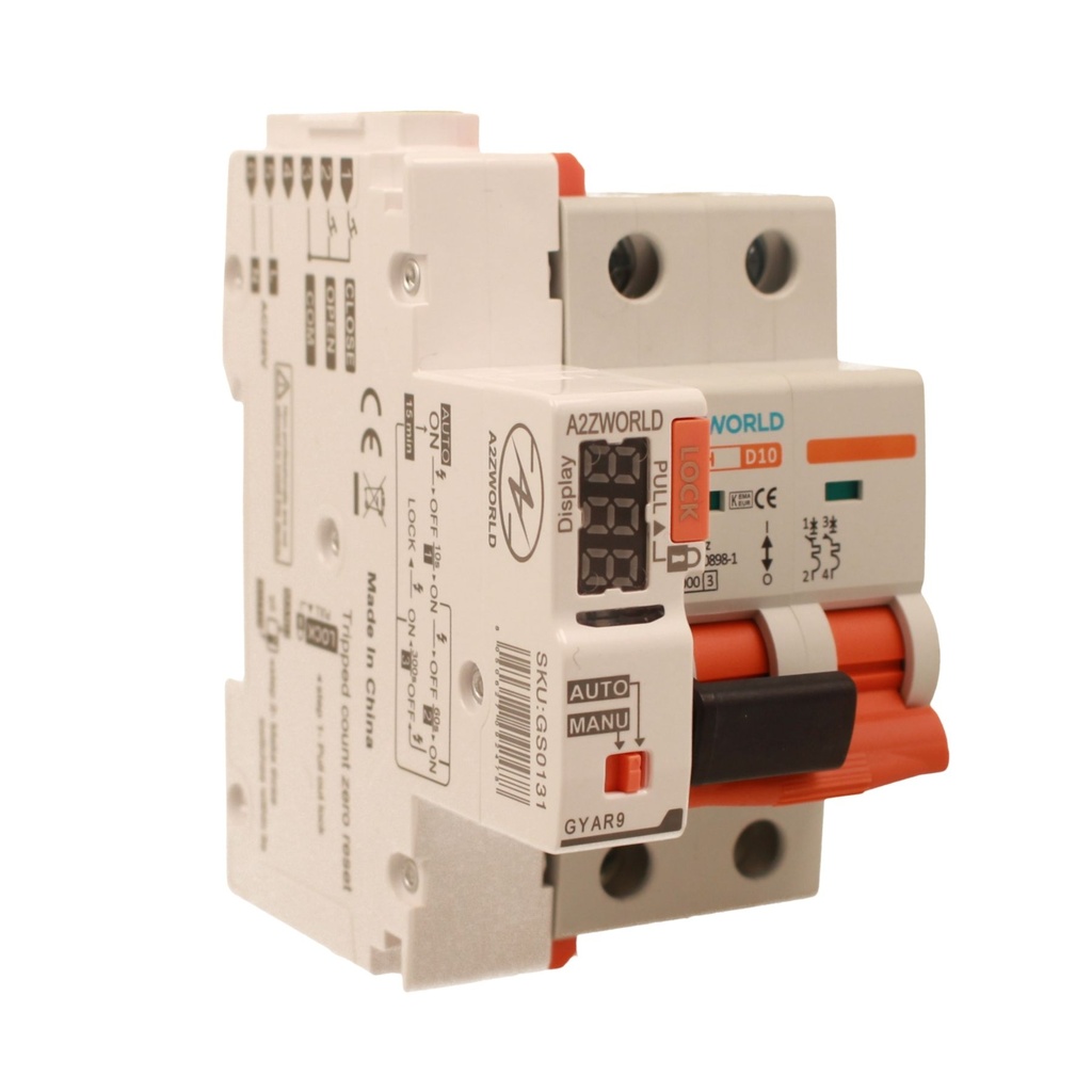 MCB Interruttore Magnetotermico Con Riarmo Automatico, Curva D 2P 3M 10000A D10A AC 400V PB8H, 3 Tentativi (10s/60s/300s)