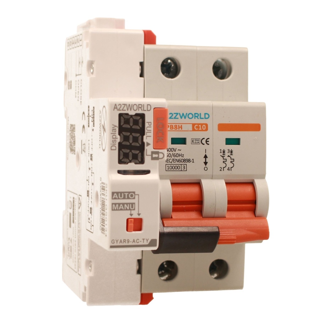 MCB Interruttore Magnetotermico WIFI Con Riarmo Automatico, Curva C 2P 3M 10000A AC 400V PB8H, Disponibili 10A 16A 20A 25A 32A 40A 50A 60A