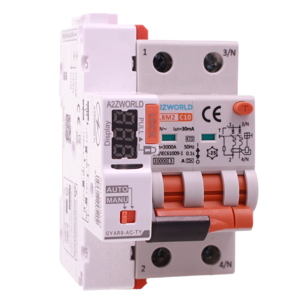 RCBO Interruttore Magnetotermico Differenziale WIFI Con Riarmo Automatico, Tipo A - SI Curva C 2P Veri 3M 6000A 30mA, AC 230V IP20 PL8M2, Disponibili 6A 10A 16A 20A 25A 32A 40A