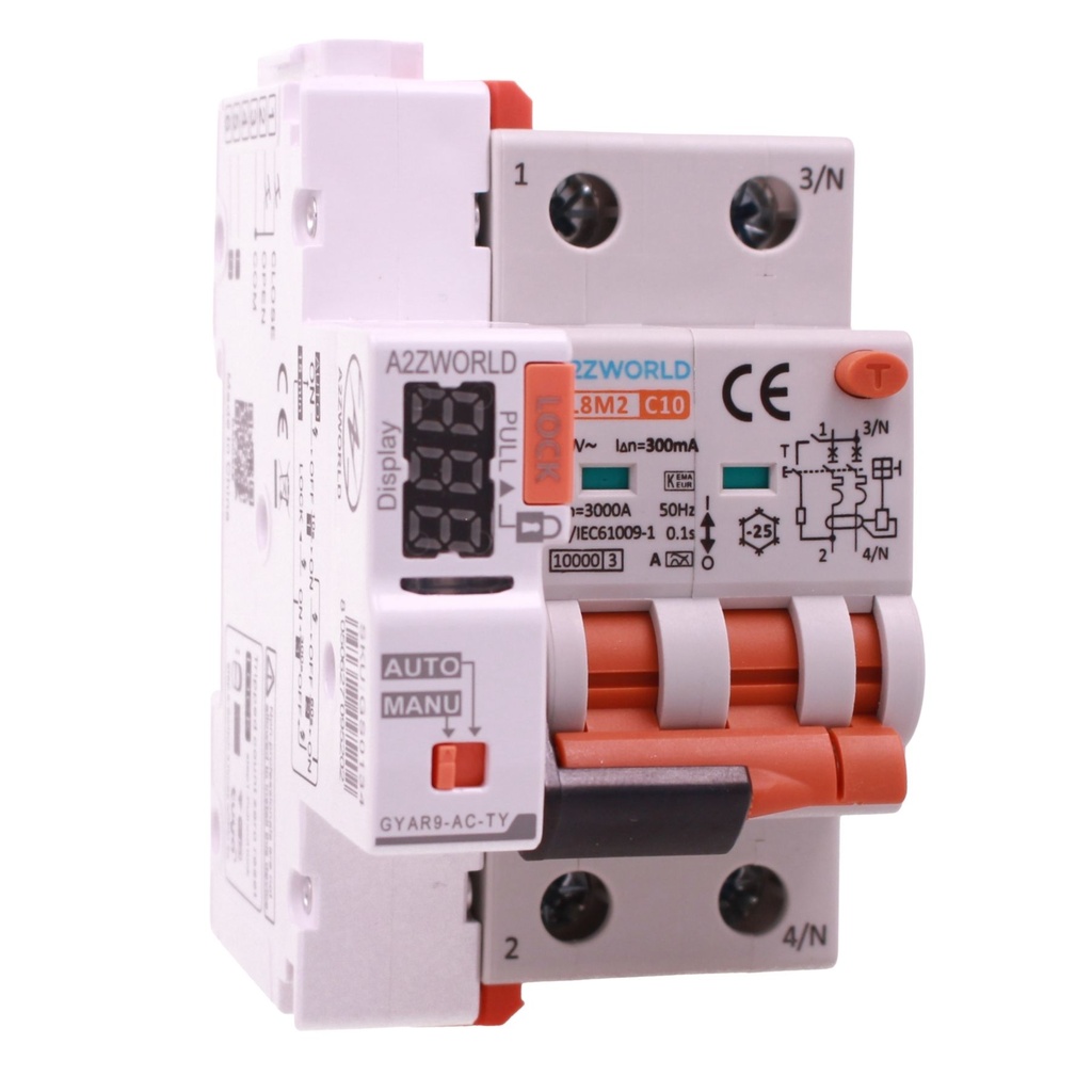 RCBO Interruttore Magnetotermico Differenziale WIFI Con Riarmo Automatico, Tipo A - SI Curva C 2P Veri 3M 6000A 300mA, AC 230V IP20 PL8M2, Disponibili 6A 10A 16A 20A 25A 32A 40A