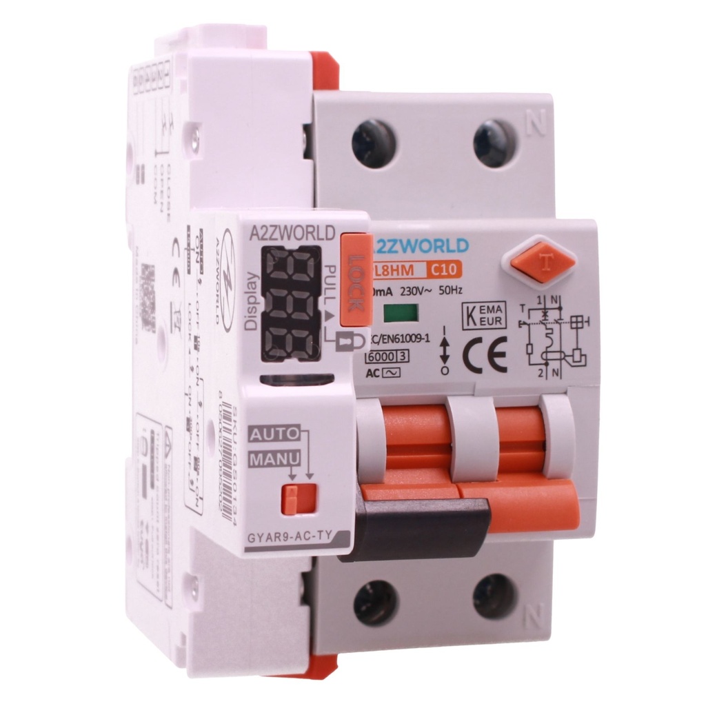 RCBO Interruttore Magnetotermico Differenziale WIFI Con Riarmo Automaico, Tipo AC Curva C 1P+N 3M 6000A 30mA C6A AC 230V IP20 IEC61009-1 PL8HM, Disponibili 6A 10A 16A 20A 25A 32A