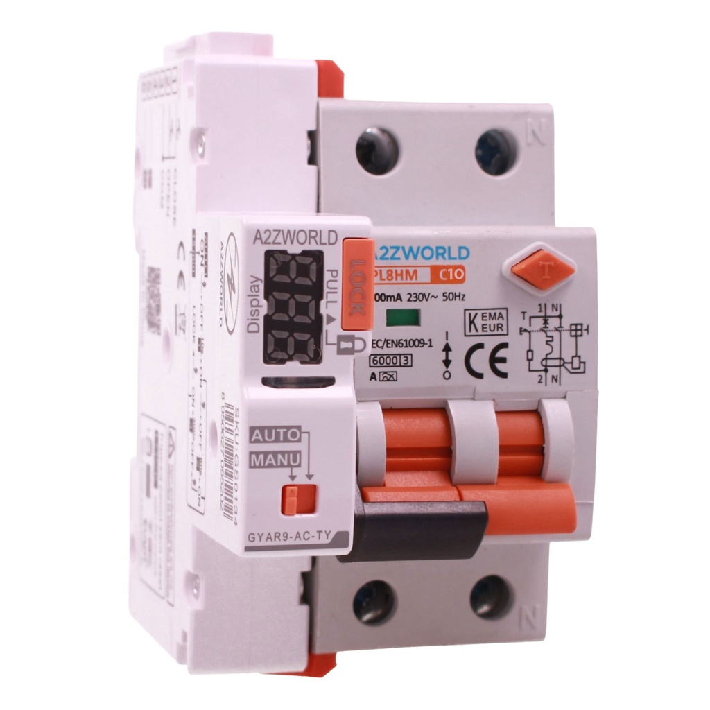 RCBO Interruttore Magnetotermico Differenziale WIFI Con Riarmo Automaico, Tipo A Curva C 1P+N 3M 6000A 300mA AC 230V IP20 IEC61009-1 PL8HM, Disponibili 6A 10A 16A 20A 25A 32A