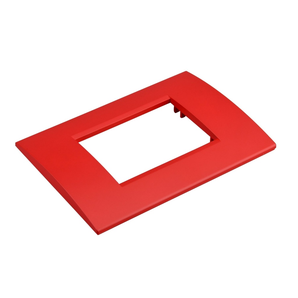 [MBL74314] Placca Plastica Quadrata MBL 3 Moduli/Posti Compatibile Bticino Living, 15 Colori Disponibili (Rosso)