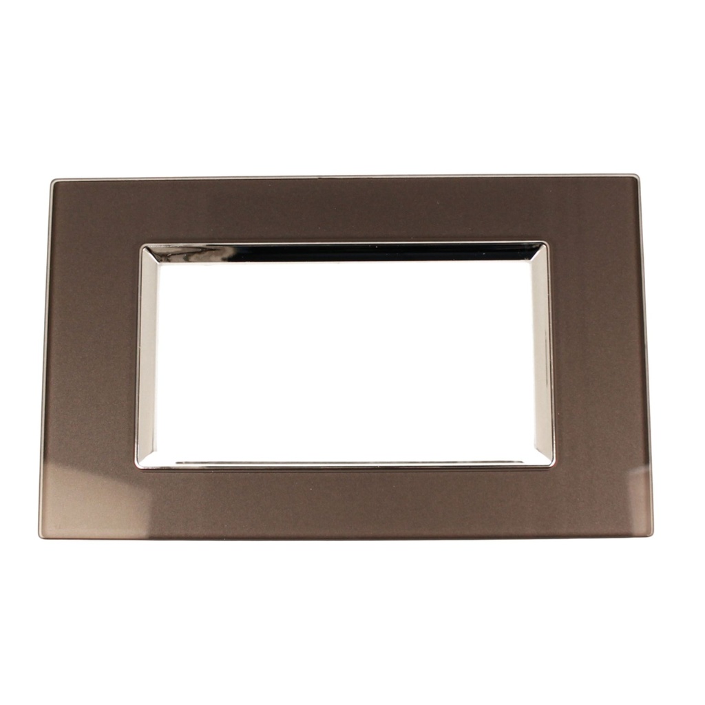 [MBL84413] Placca Quadrata In Vetro Temperato MBL 4 Moduli/Posti Compatibile Bticino Living 3 Colori Disponibili (Acciaio Scuro)