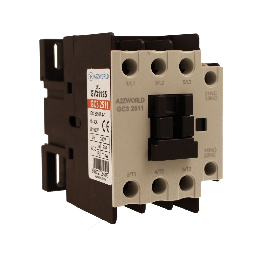 Contattore Motore 3P 3M, Teleruttore Trifase Industriale AC 380V 3NO, Bobina 220V AC, Contatto Ausiliare 1NO+1NC, IP20