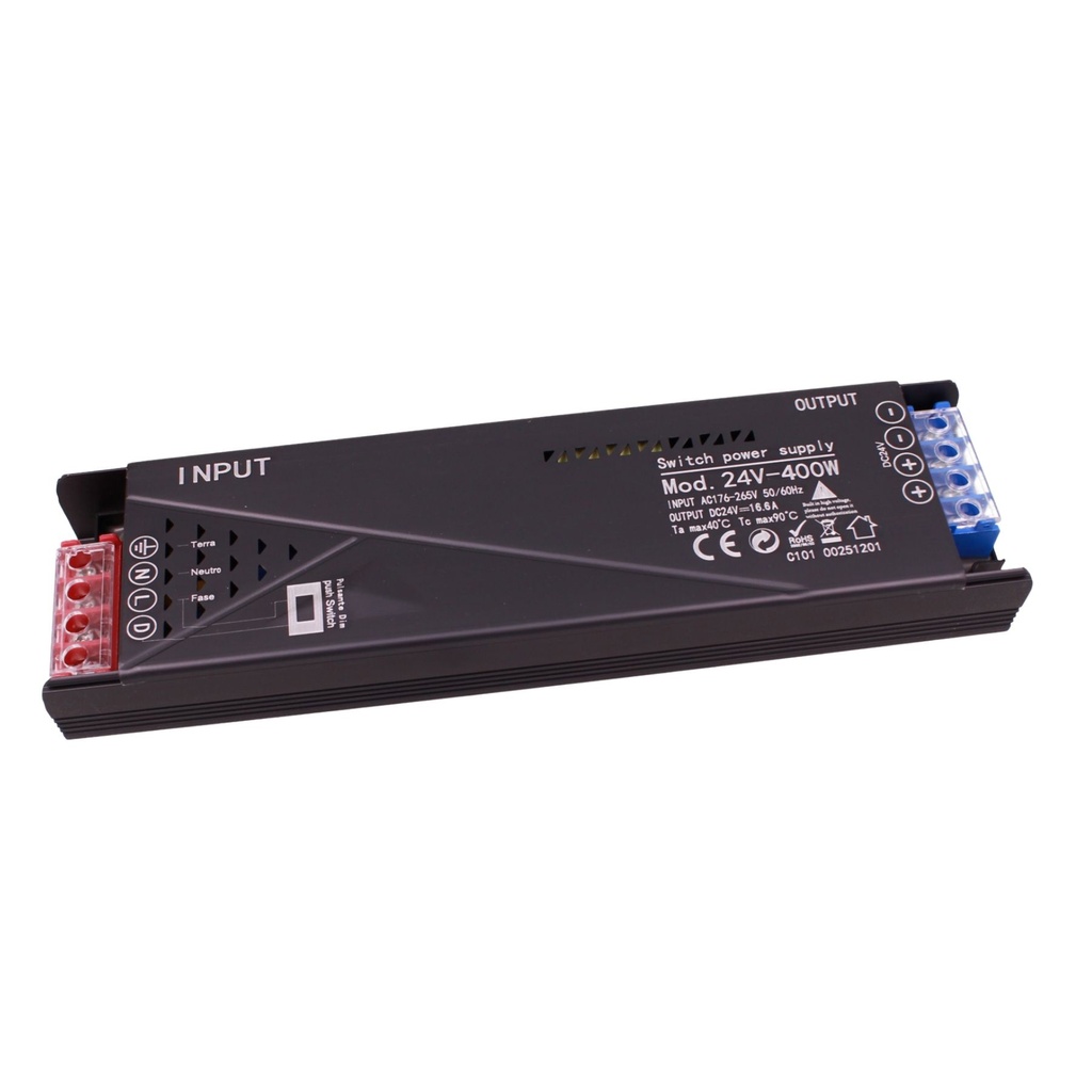 Alimentatore Trasformatore 24V Push Dimmer, Dimmerabile Con Pulsante NO (10-100%), Memoria Dopo Blackout, Spegnimento Soft, 2 Uscite, Input 220V IP20, Disponibili 100W 200W 300W 400W