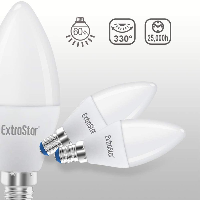 2 PZ Lampada A Led, Lampadina E14 C37 8W 720 Lumen, Disponibili 3000K 4200K 6500K