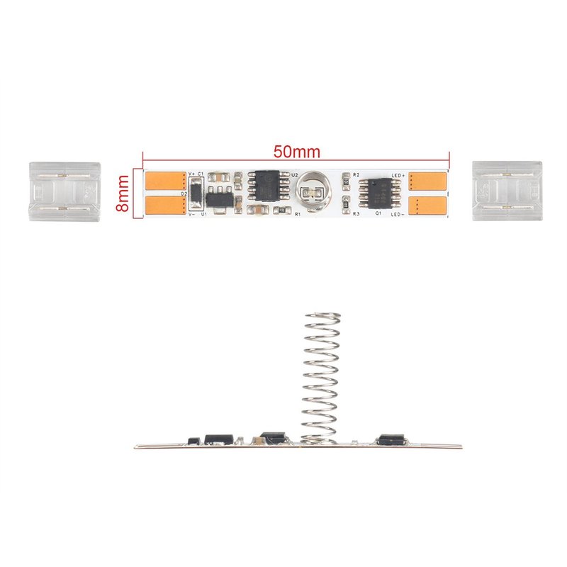 A2ZWORLD Interruttore Dimmer Touch per Strip LED 12/24V 3A senza Saldatura, Flessibile con Memoria e Led Blu, Larghezze Disponibili 8mm, 10mm, 12mm
