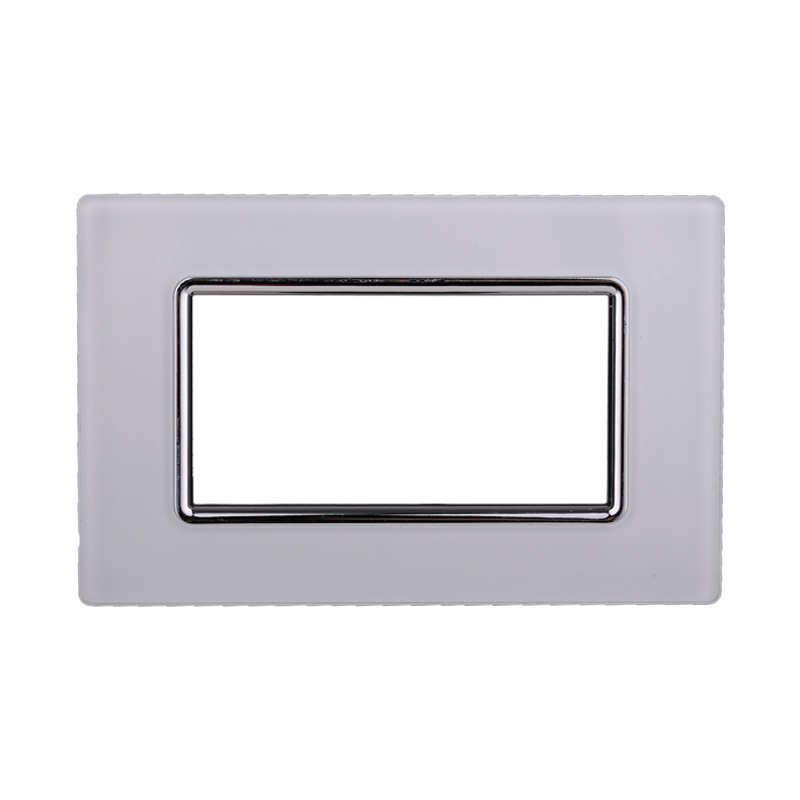 Placca In Vetro ETTROIT Serie Space 4 Posti/Moduli 504 Compatibile Con Bticino Living, Disponibili Bianco Nero Silver Acciaio Scuro Oro 