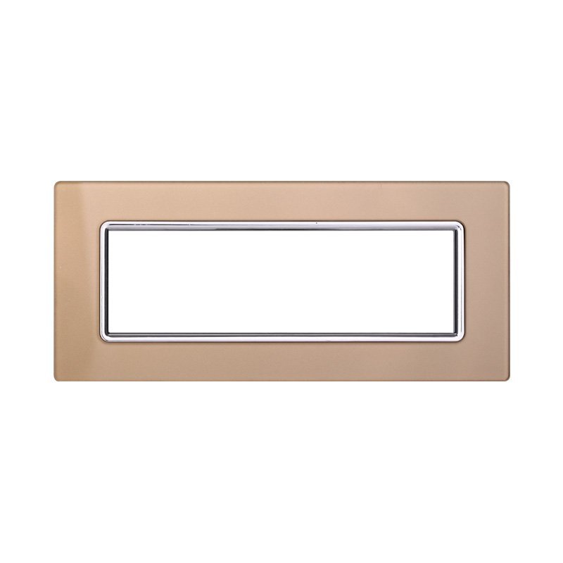 Placca In Vetro ETTROIT Serie Space 7 Posti/Moduli 507 Compatibile Con Bticino Living, Disponibili Bianco Nero Silver Acciaio Scuro Oro 