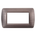 Placca Plastica ETTROIT Serie Space 4 Posti/Moduli 504, Modello Satinato, Compatibile Con Bticino Living, Disponibili Bianco Bronzo Oro Nero Silver