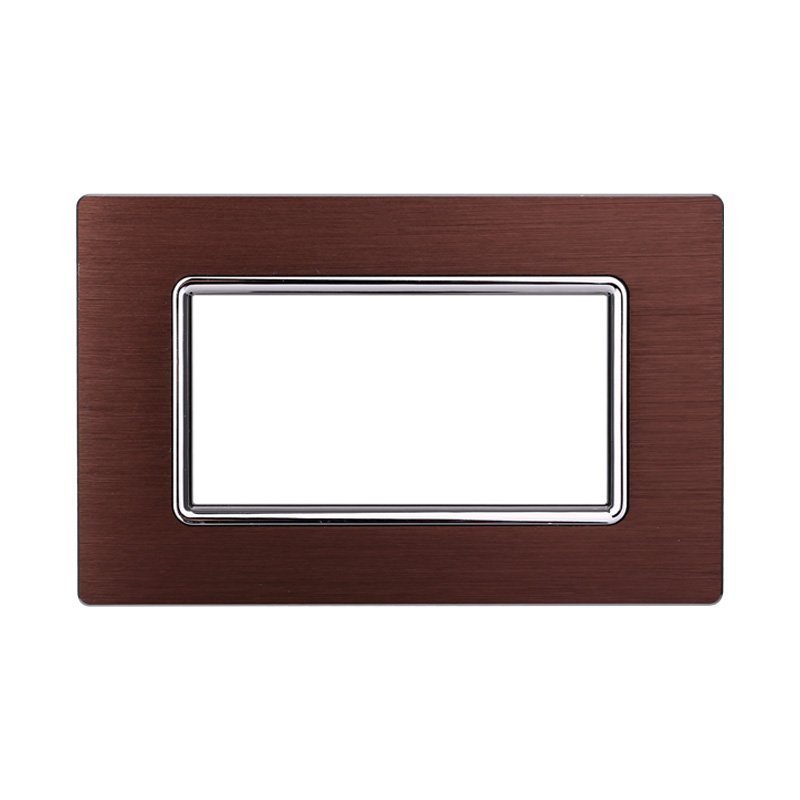 Placca In Alluminio ETTROIT Serie Space 4 Posti/Moduli 504 Compatibile Con Bticino Living, Disponibili Nero Grigio Bronzo Oro Silver Lucido 