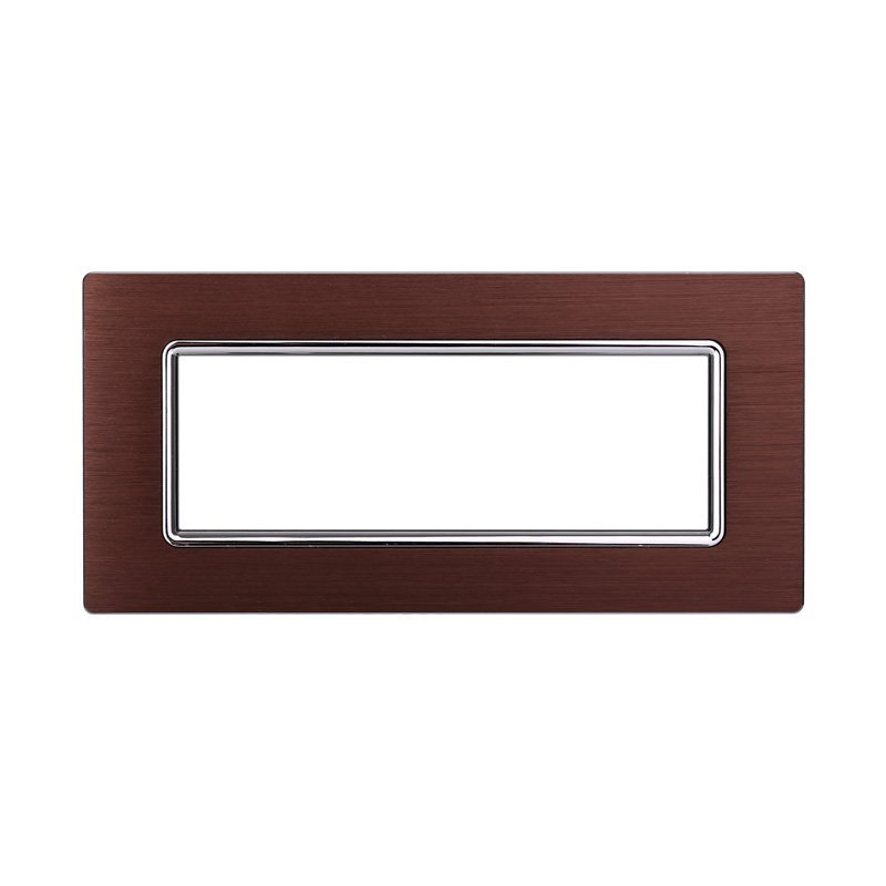Placca In Alluminio ETTROIT Serie Space 7 Posti/Moduli 507 Compatibile Con Bticino Living, Disponibili Nero Grigio Bronzo Oro Silver Lucido 