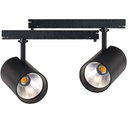 2 Kit Fari LED Binario Trifase 30W 4000LM, Corpo Nero, CRI>90 UGR<19 Angolo 120°, D85X128mm, Driver Alimentatore a Scomparsa Lunga 289mm