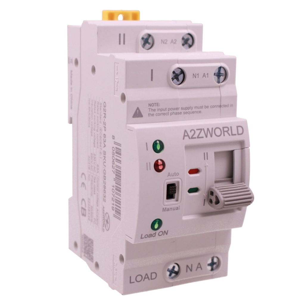 ATS Commutatore di Trasferimento Automatico, 2 Posizioni, Doppio Alimentazione 63A AC 230V Per Fotovoltaico, Disponibili 2P 4P