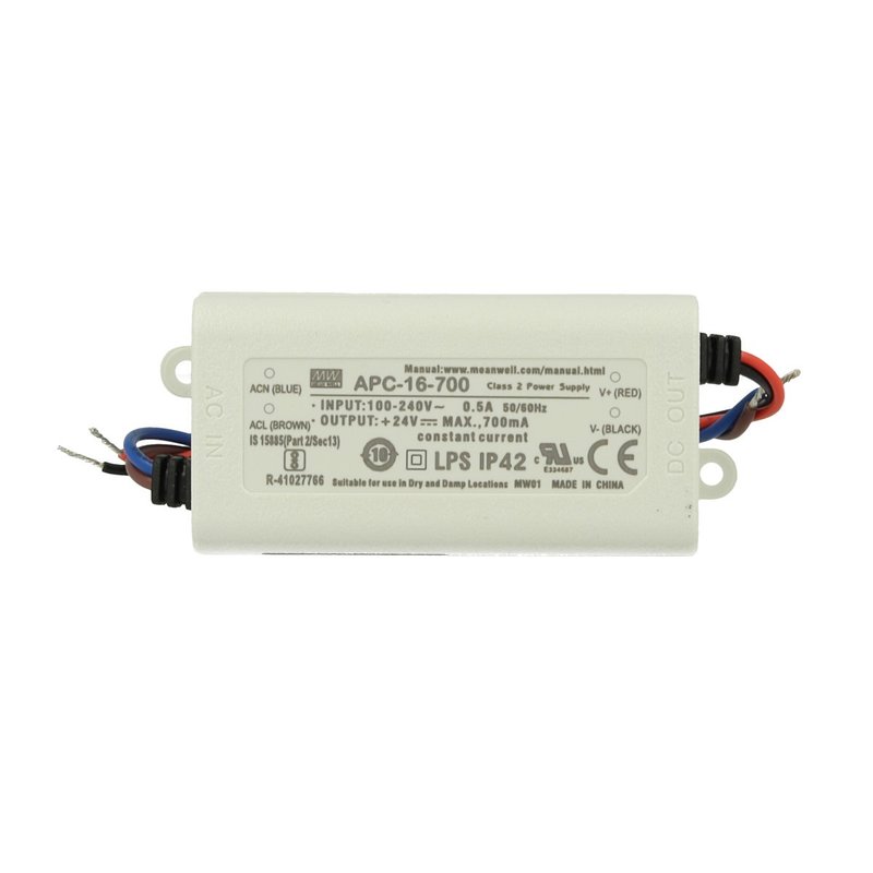 Led Driver CC MW MEAN WELL Serie APC Trasformatore Corrente Costante IP42