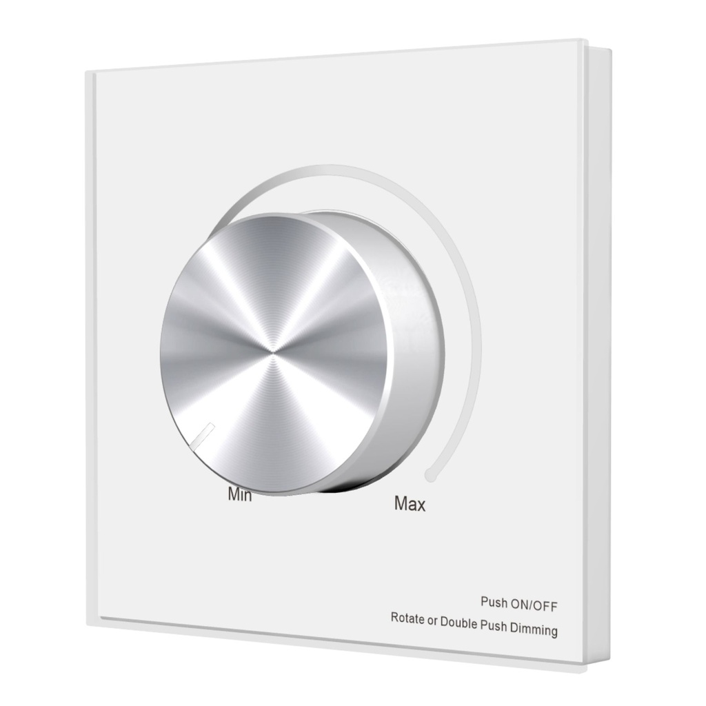 Pannello Rotary DALI WiFi Master, Bianco con Manopola, App Tuya Smart Life, RF 2.4GHz, Alimentazione Bus 16VDC o 24VDC, Per Monocolore CCT RGB RGBW RGB+CCT, 86X86mm