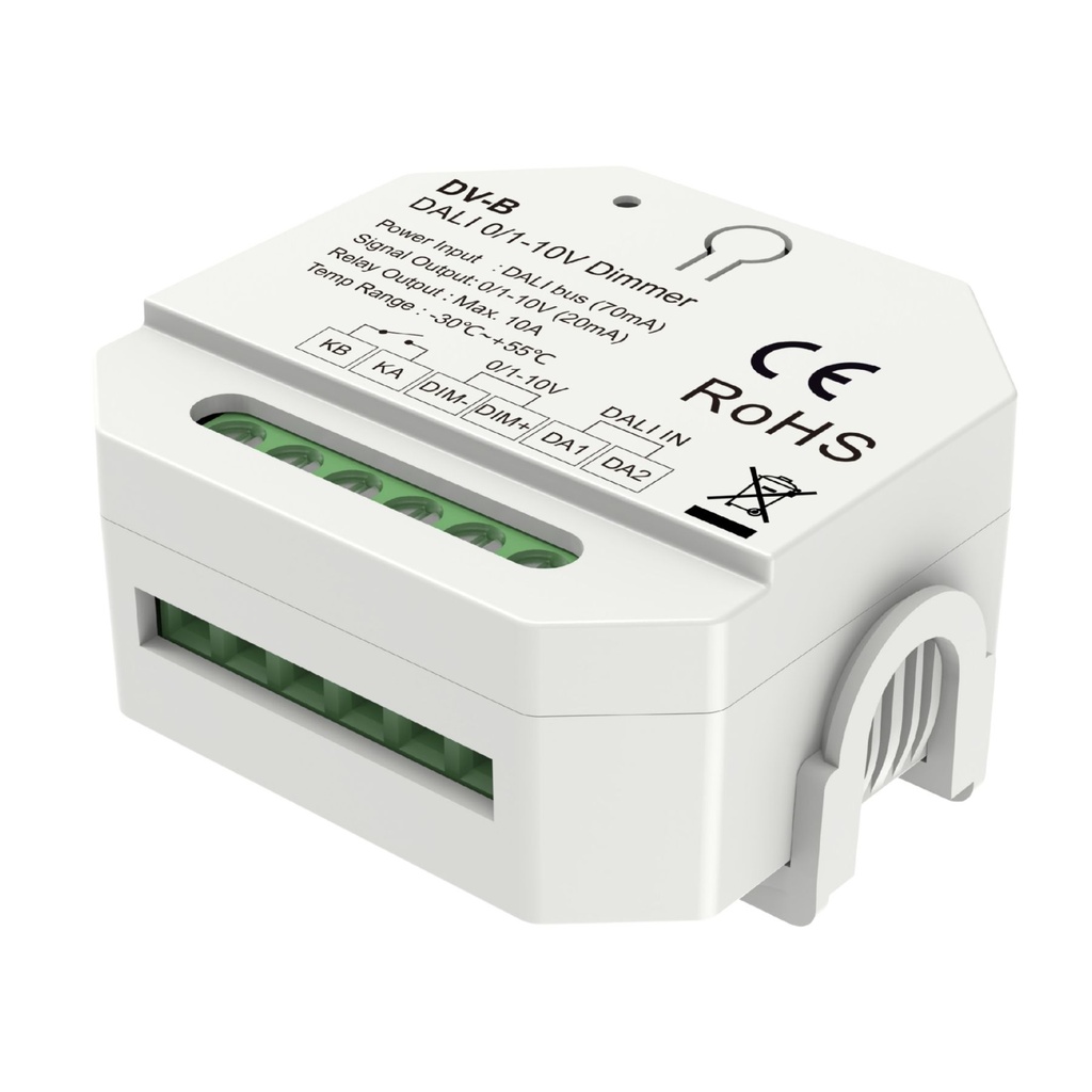 [DD7233] Mini Convertitore DALI a 0-10V 1-10V, Led Dimmer con Relè 10A, 1 Canale, Alimentato da Bus 16V, per Driver 0/1-10V e Luci LED Monocolore, 56X56X28mm da Incasso