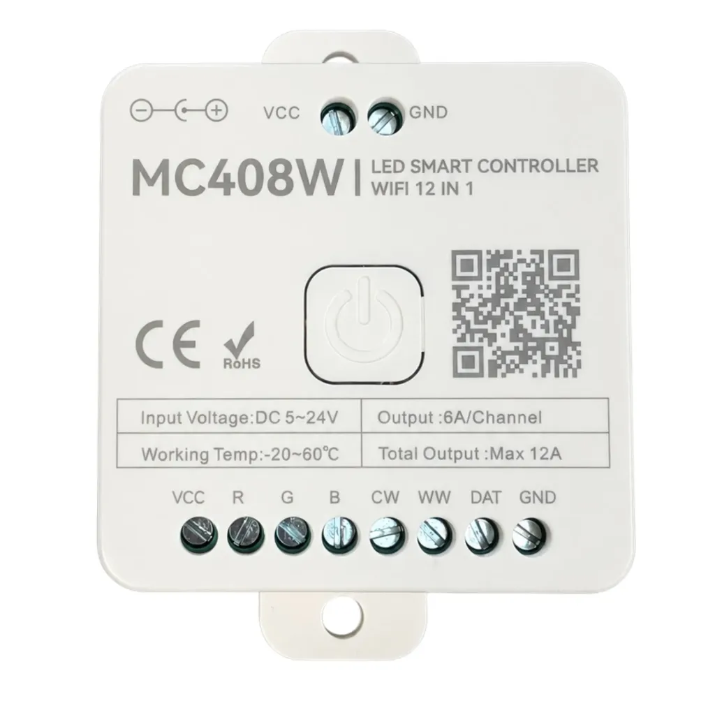 Led Dimmer Push RF 2.4G, RGBCCT SPI 12 In 1, App TUYA, Smart Life Max 12A DC12V 24V, 56X56X20mm