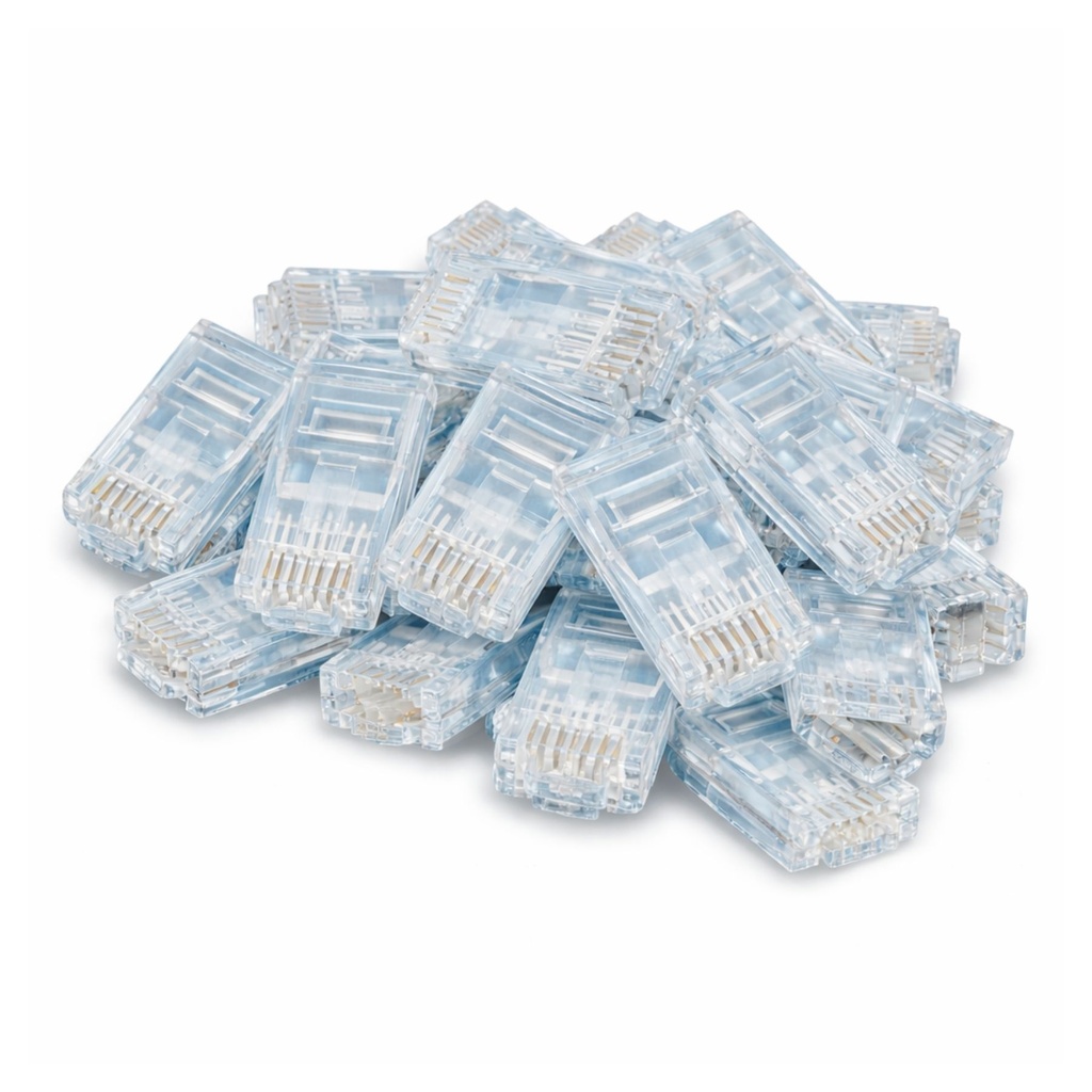 48 Pezzi Connettori RJ45 8P8C Trasparenti, Plug Ethernet a Crimpare