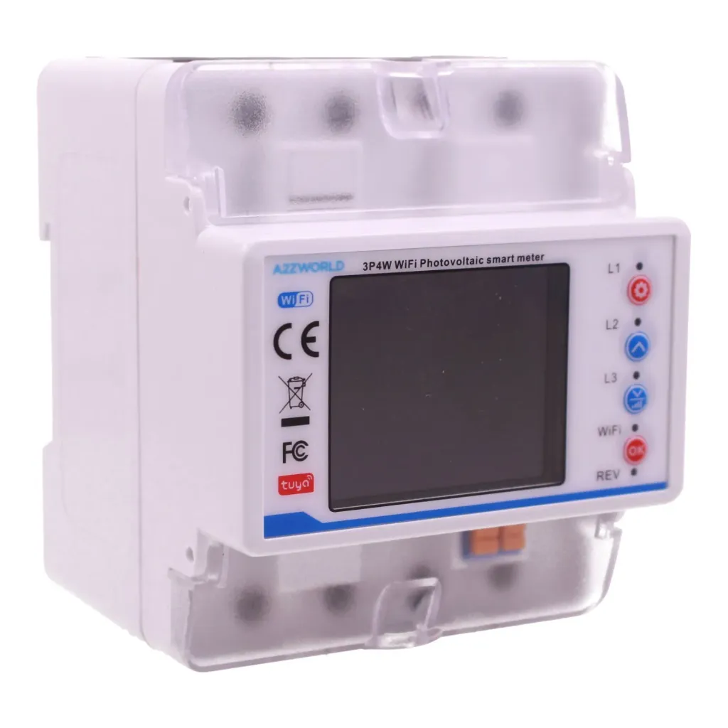 Relè di Protezione Trifase WiFi, 100A con Riarmo Automatico, Misuratore Energia kWh, Protettore Sovratensione Sottotensione Sovracorrente e Dispersione, App Smart Life Tuya, Guida DIN 4 Moduli